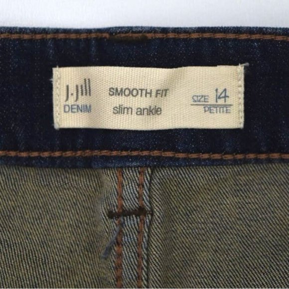 J Jill Smooth Fit Denim Jeans Womens 14P Slim Ankle Dark Wash - Picture 8 of 11